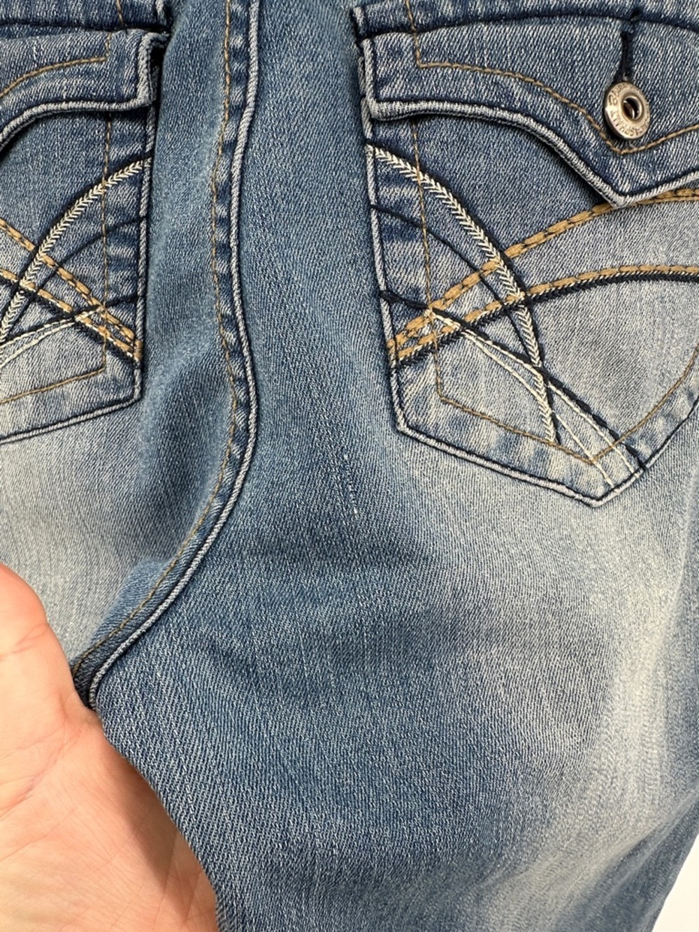 Blue Asphalt VTG Y2K Grunge Western McBing Classic Blue Lowrise Jeans Sz11 - Picture 8 of 11
